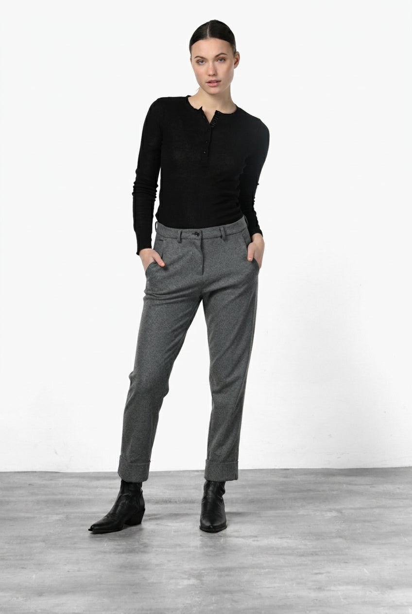 New York Carrot pantalone chino donna in jersey flanella carrot fit