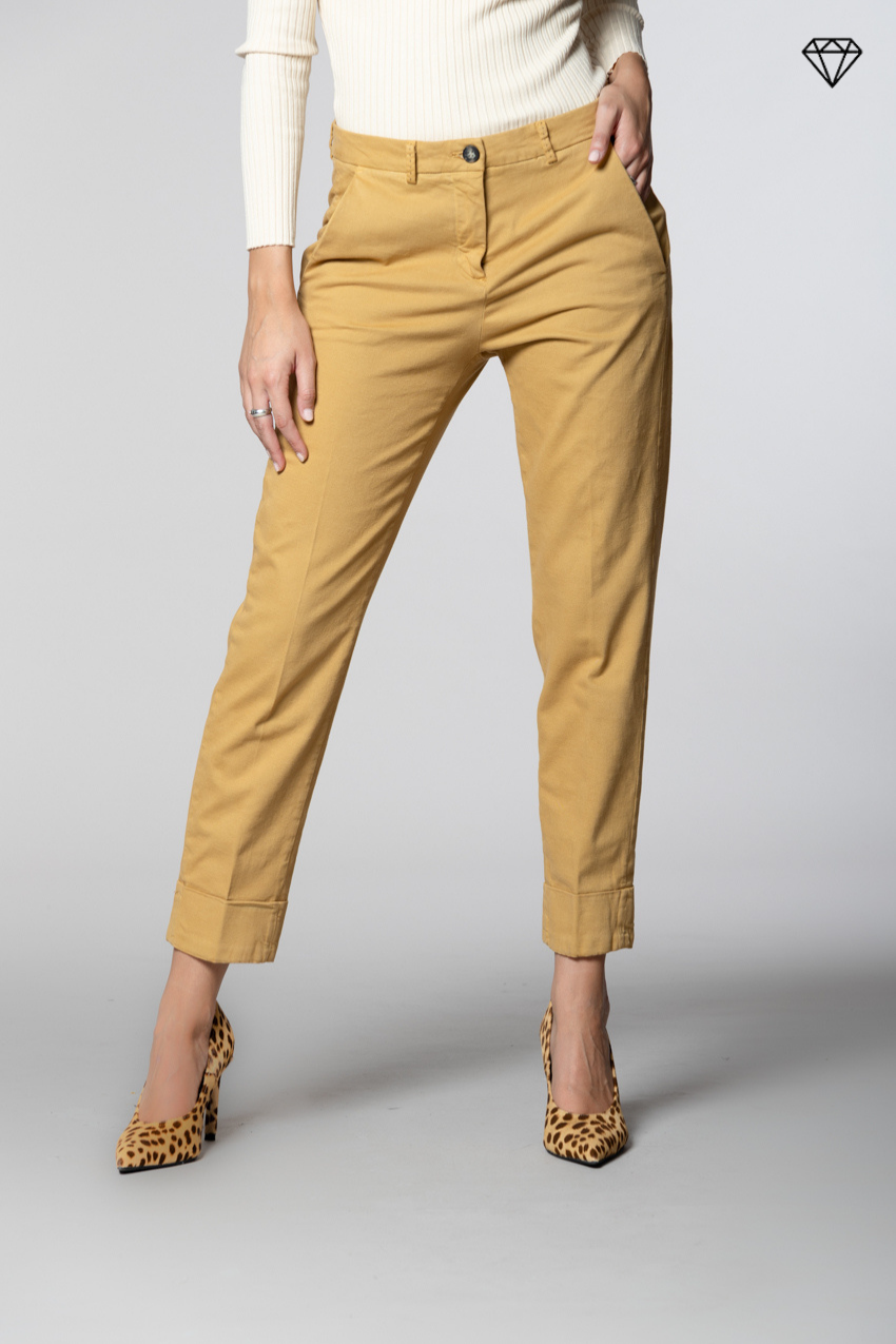 New York Carrot pantalón chino mujer en algodón y lana carrot fit ①