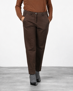 New York Carrot pantalone chino donna in gabardina cotone e lana carrot fit ①