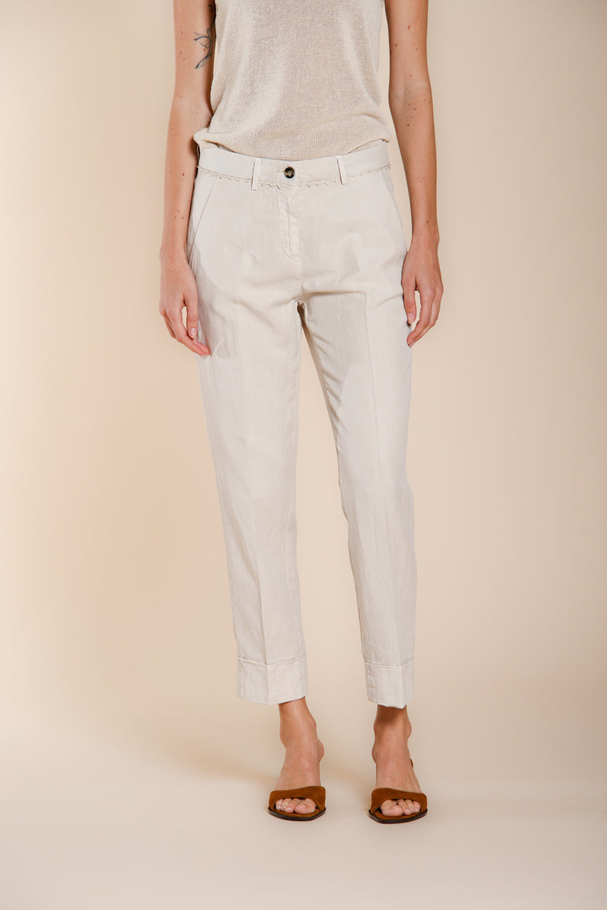 New York Carrot pantalone chino donna in twill di cotone e lino carrot fit