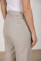 New York Carrot pantalón chino mujer en twill de algodón y lino carrot fit
