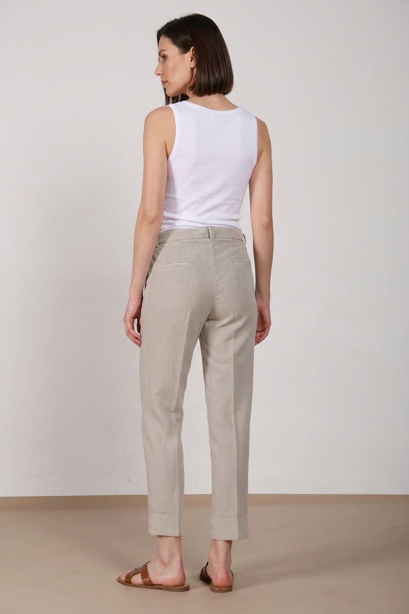 New York Carrot pantalón chino mujer en twill de algodón y lino carrot fit