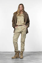 Marlene Cargo Cargo-Hose für Damen aus Bull mit schattiertem Blumenmuster und carrot fit