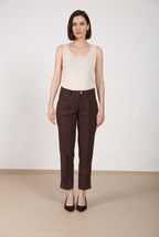 New York Carrot Sartoriale pantalón chino mujer en tela de mezcla de lino carrot fit