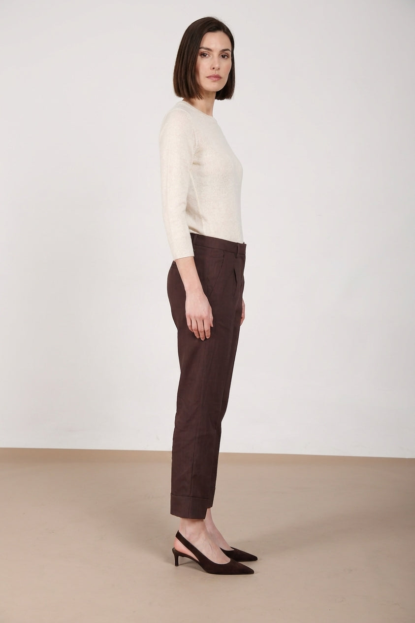 New York Carrot Sartoriale pantalón chino mujer en tela de mezcla de lino carrot fit