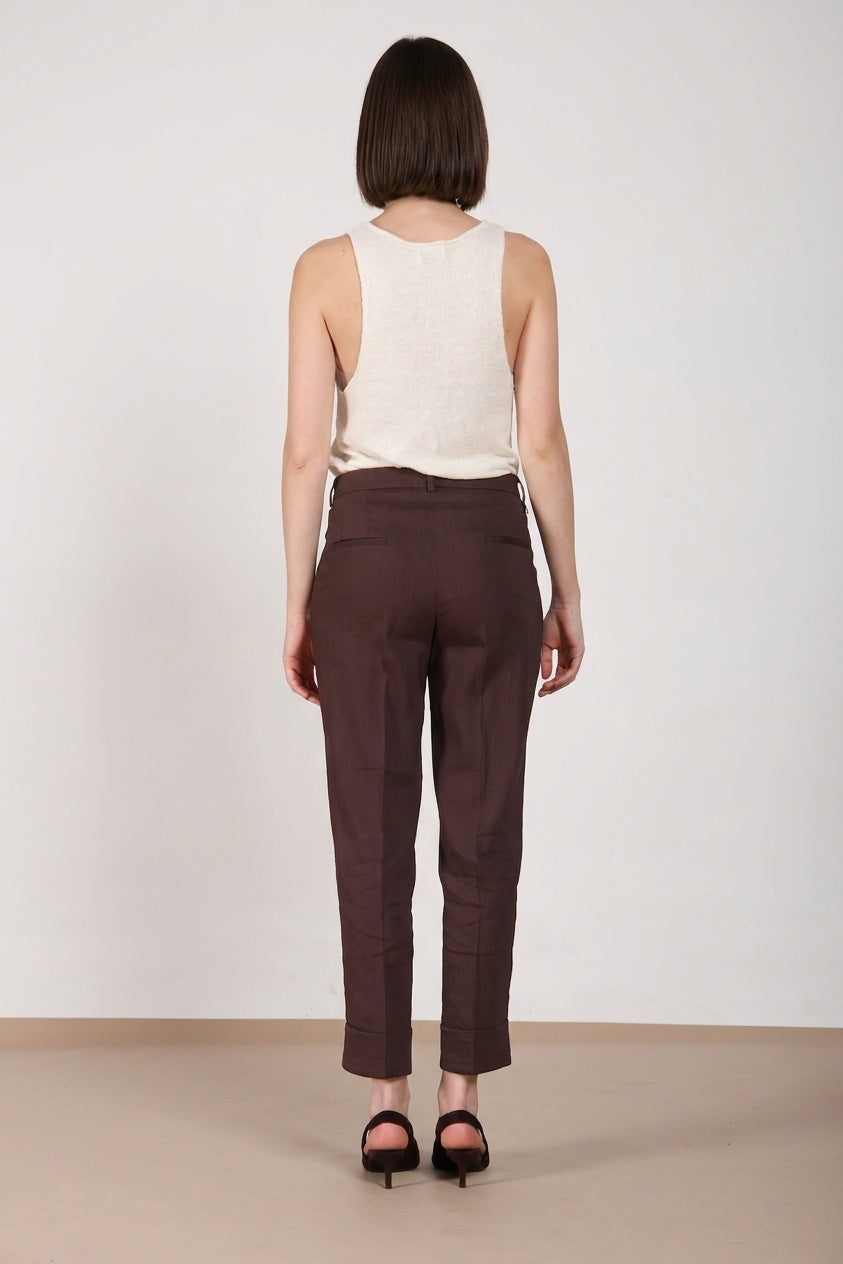 New York Carrot Sartoriale pantalón chino mujer en tela de mezcla de lino carrot fit