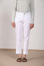 New York Carrot Sartoriale 1 Pince pantalone chino donna in raso di cotone e seta carrot fit