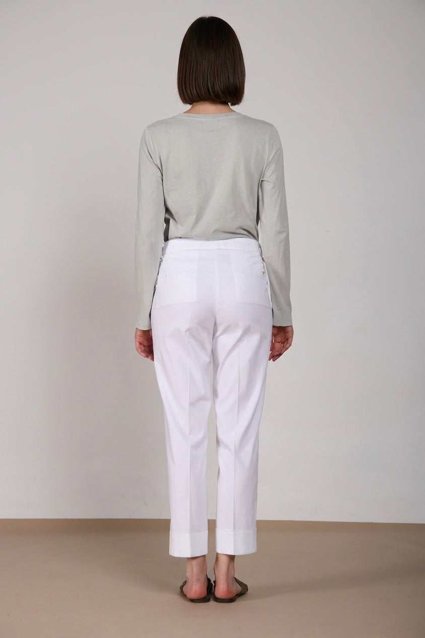 New York Carrot Sartoriale 1 Pince pantalone chino donna in raso di cotone e seta carrot fit