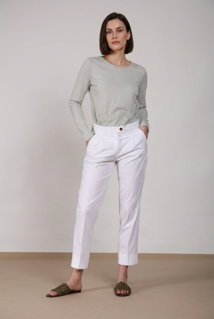 New York Carrot Sartoriale 1 Pince pantalon chino femme en satin de coton et soie carrot fit ①