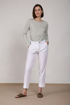 New York Carrot Sartoriale 1 Pince pantalone chino donna in raso di cotone e seta carrot fit