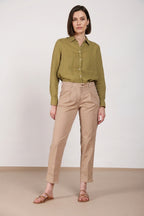 New York Carrot Sartoriale 1 Pince pantalon chino femme en satin de coton et soie carrot fit ①