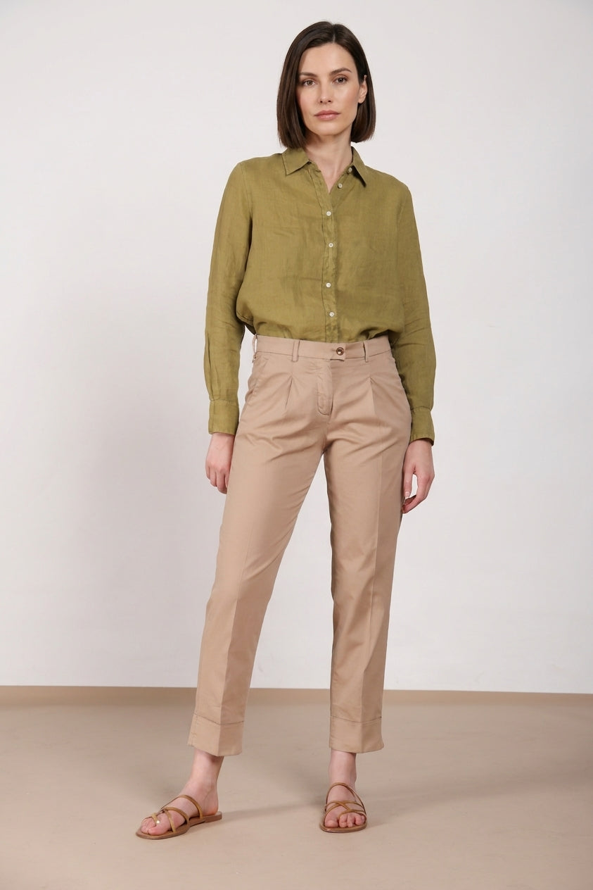New York Carrot Sartoriale 1 Pince pantalon chino femme en satin de coton et soie carrot fit ①