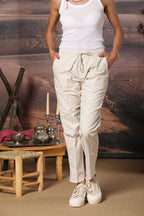 Fatique Jogger women's cargo pants in parachute canvas with a tencel and cotton blend carrot fit