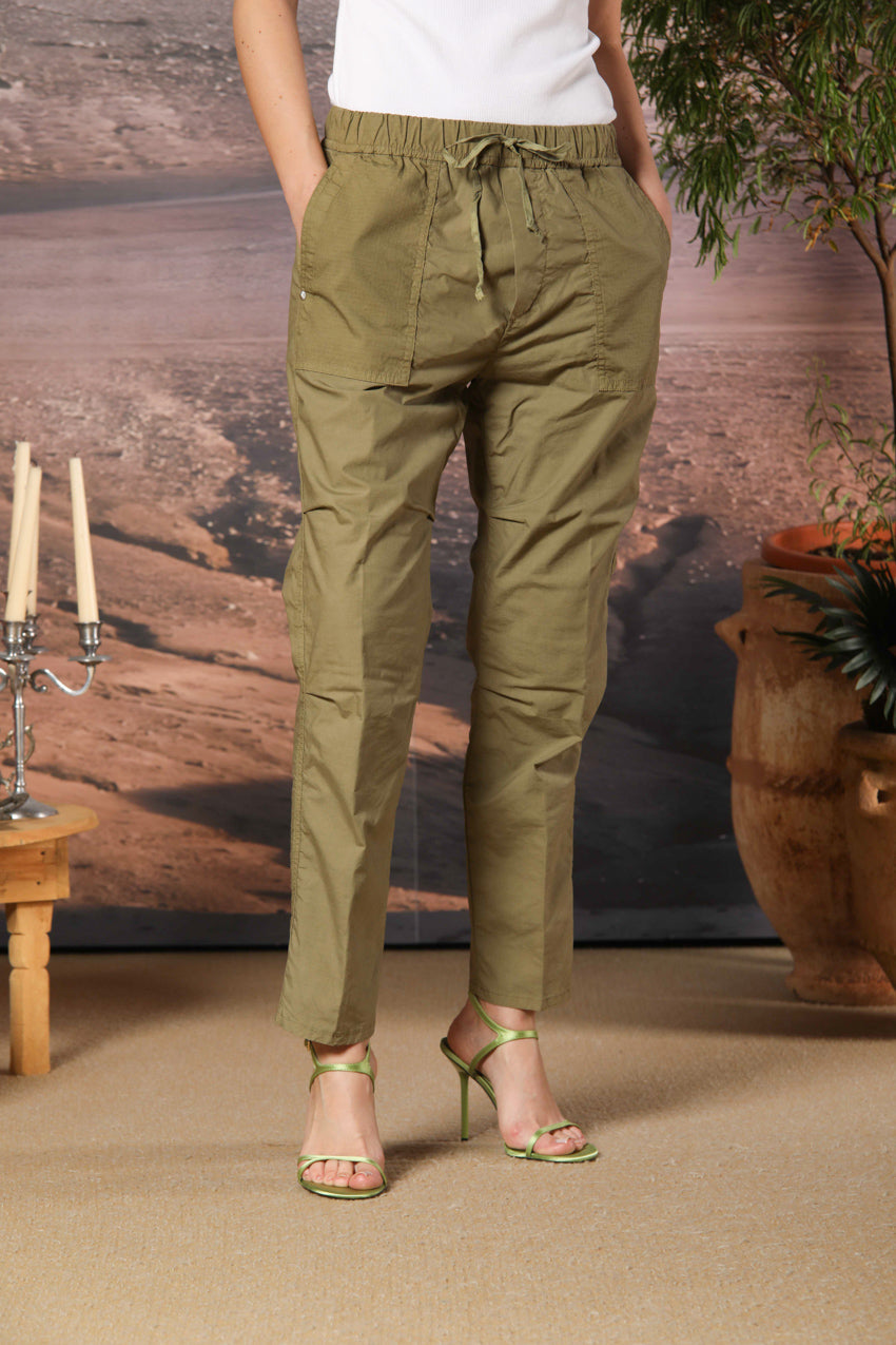 Fatique Jogger pantalon cargo jogger femme en toile parachute mélangée lin et coton coupe Carrot