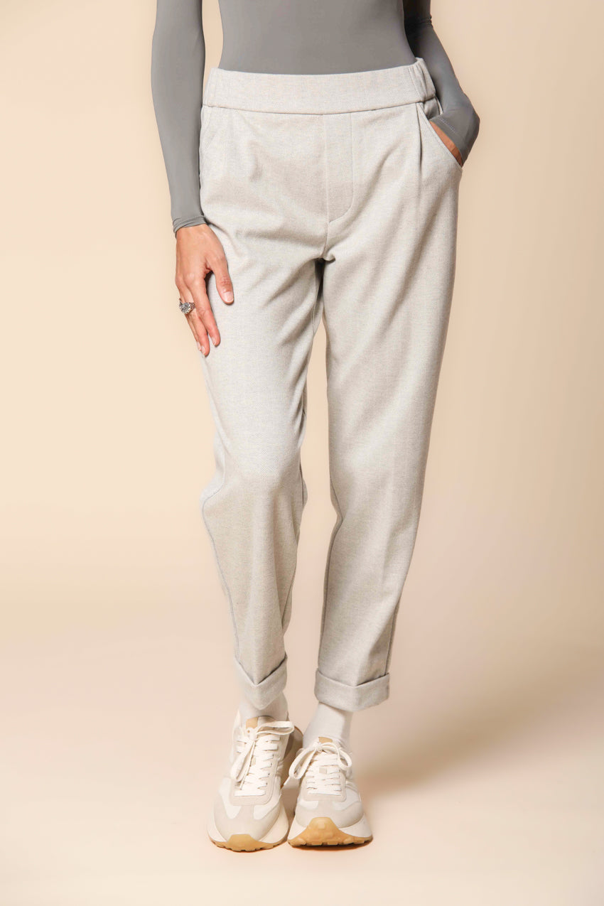 Easy Jogger pantalones chino mujer en jersey con motivo espiga ajuste relaxed