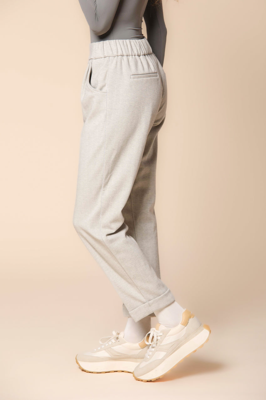 Easy Jogger pantalones chino mujer en jersey con motivo espiga ajuste relaxed