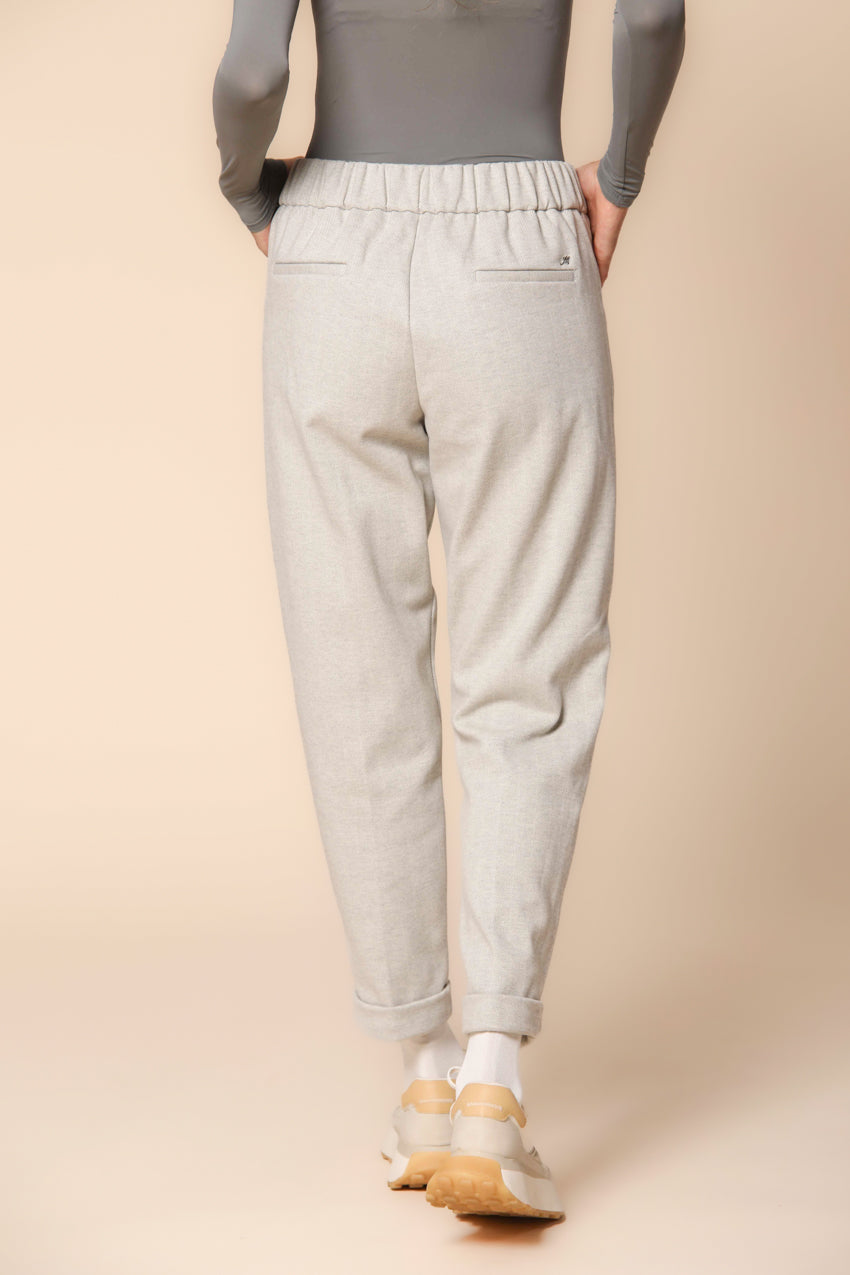 Easy Jogger pantalones chino mujer en jersey con motivo espiga ajuste relaxed