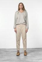 Easy Jogger Damen-Chinohose aus Jersey mit Mikromuster, Relaxed Fit