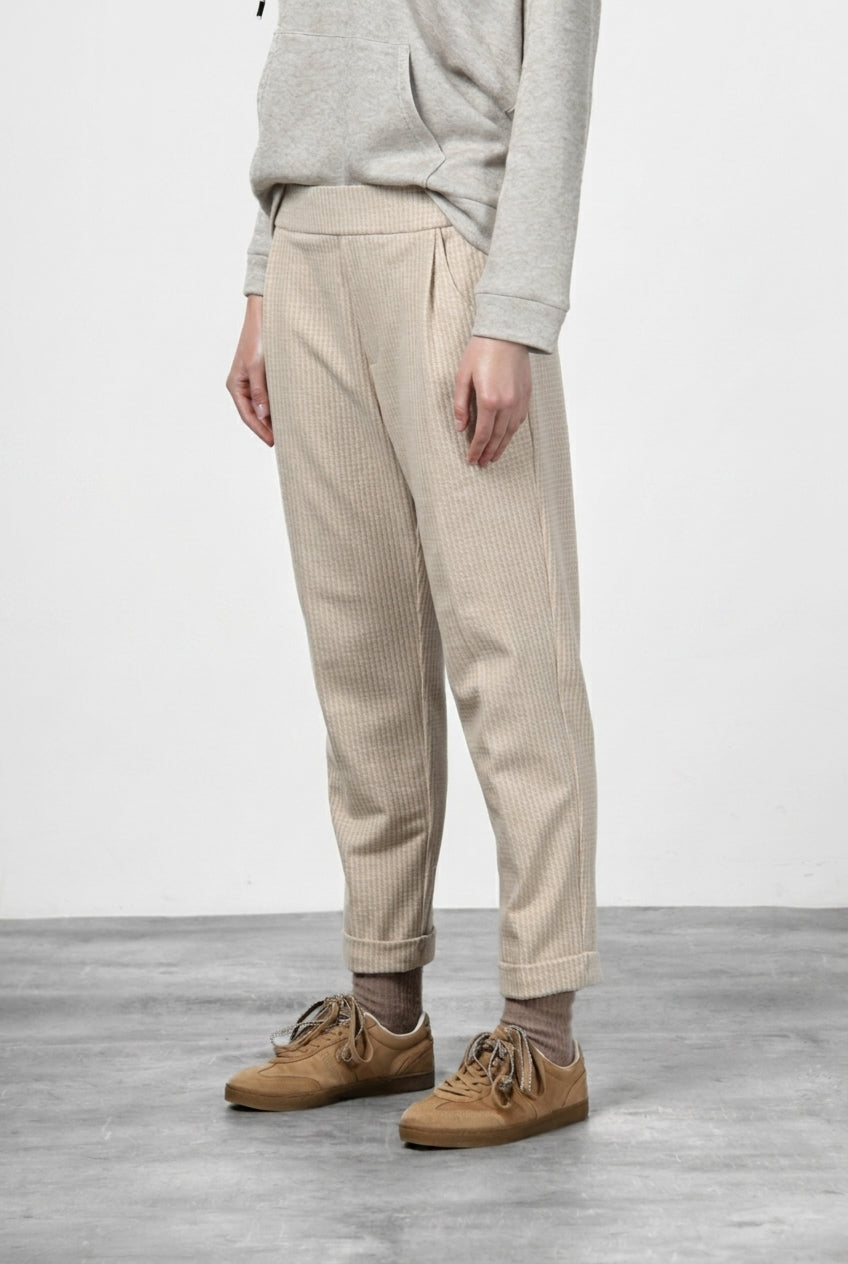 Easy Jogger Damen-Chinohose aus Jersey mit Mikromuster, Relaxed Fit