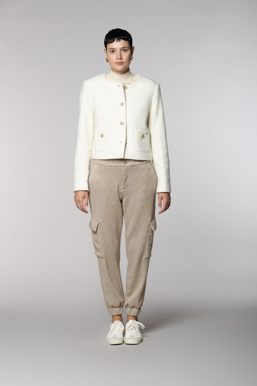 Easy Cargo pantalon cargo femme en maille jersey lurex relaxed fit