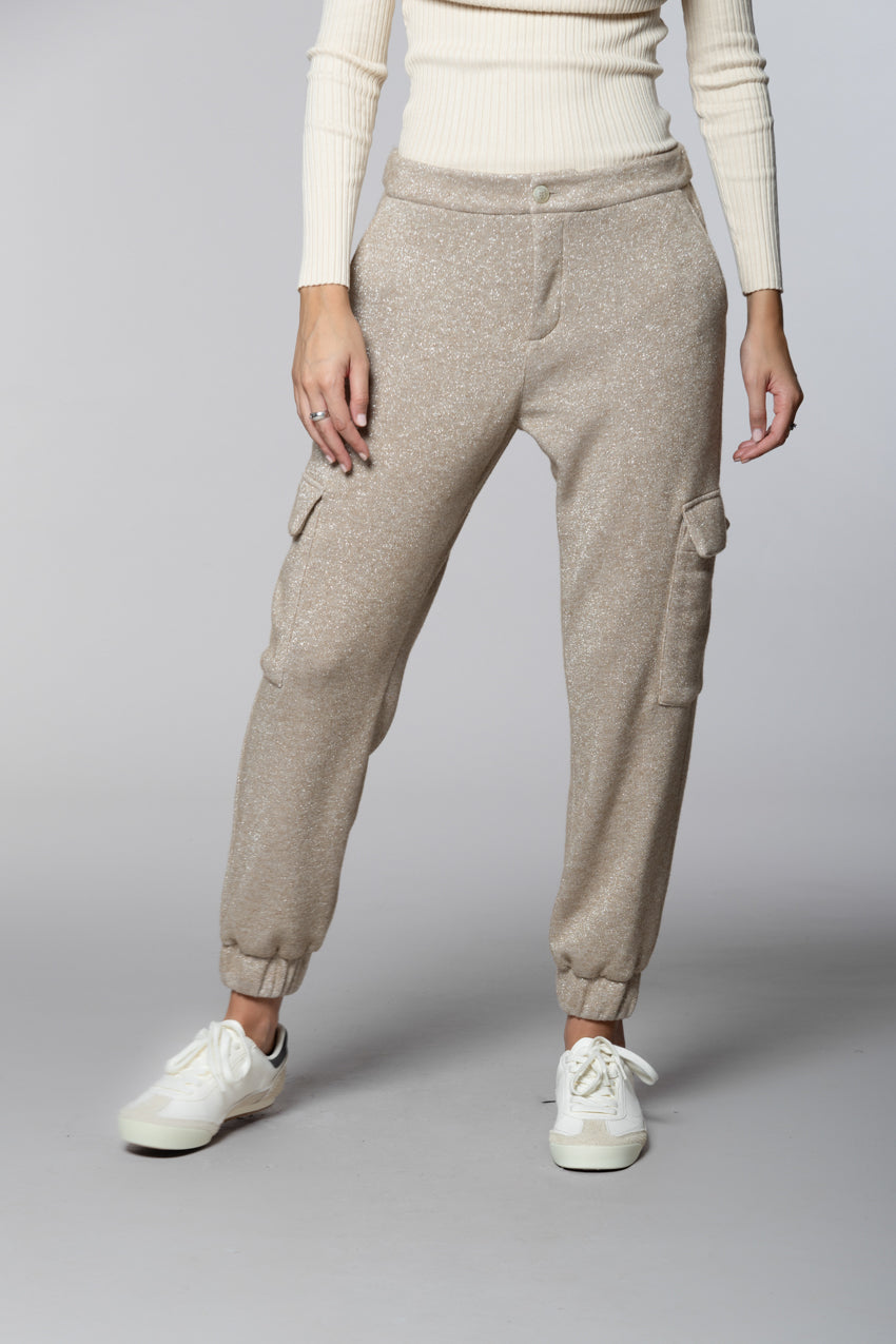 Easy Cargo pantalon cargo femme en maille jersey lurex relaxed fit
