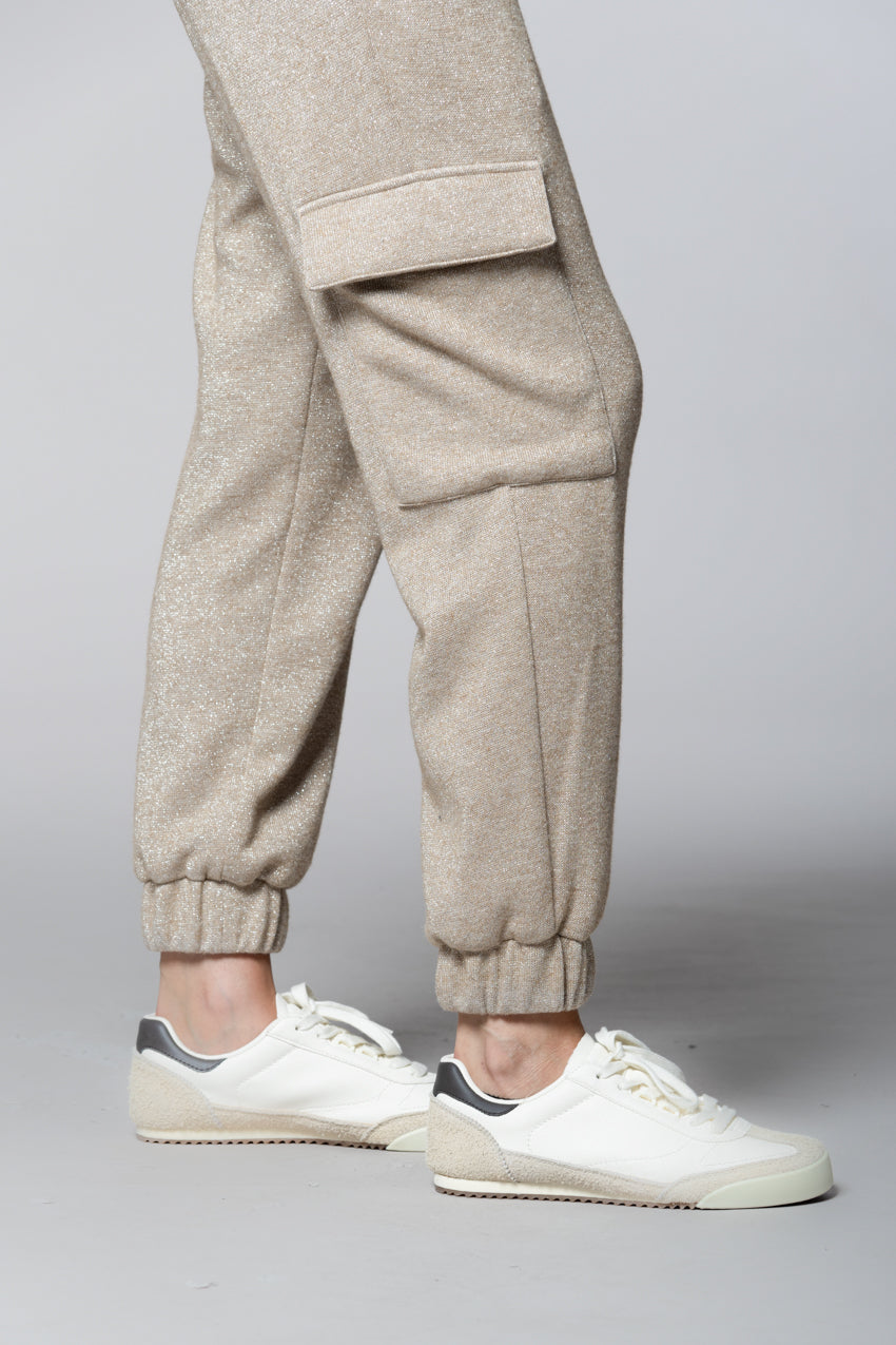 Easy Cargo pantalone cargo donna maglia jersey lurex relaxed fit