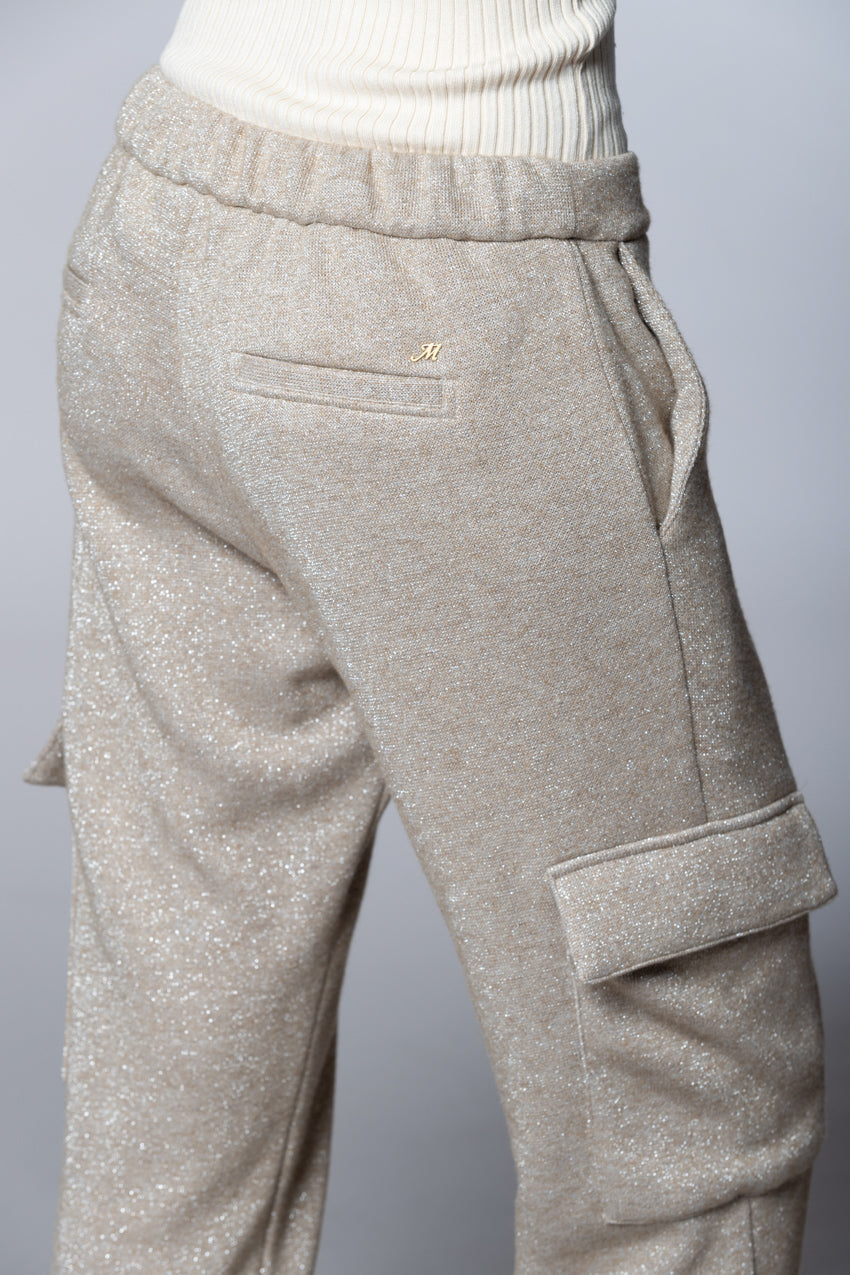 Easy Cargo pantalon cargo femme en maille jersey lurex relaxed fit