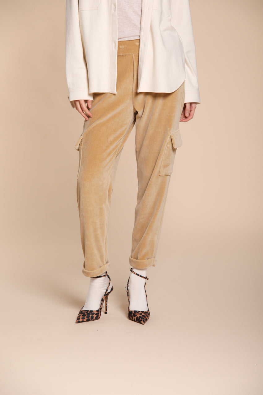 Foto 1 Chile Jogger pantalone cargo donna in jersey velluto relaxed fit