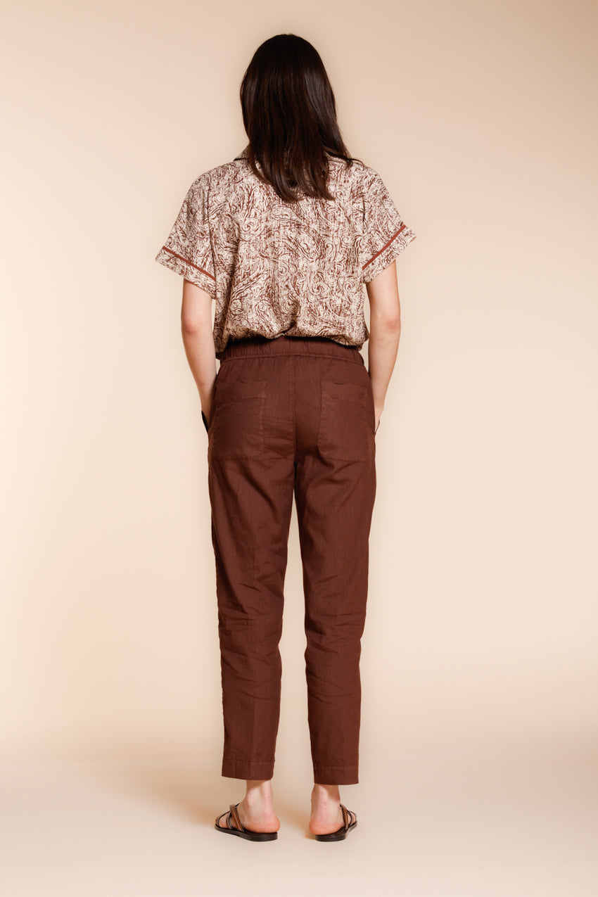 Jogger City pantalone chino donna in tela di lino e cotone leggero relaxed fit