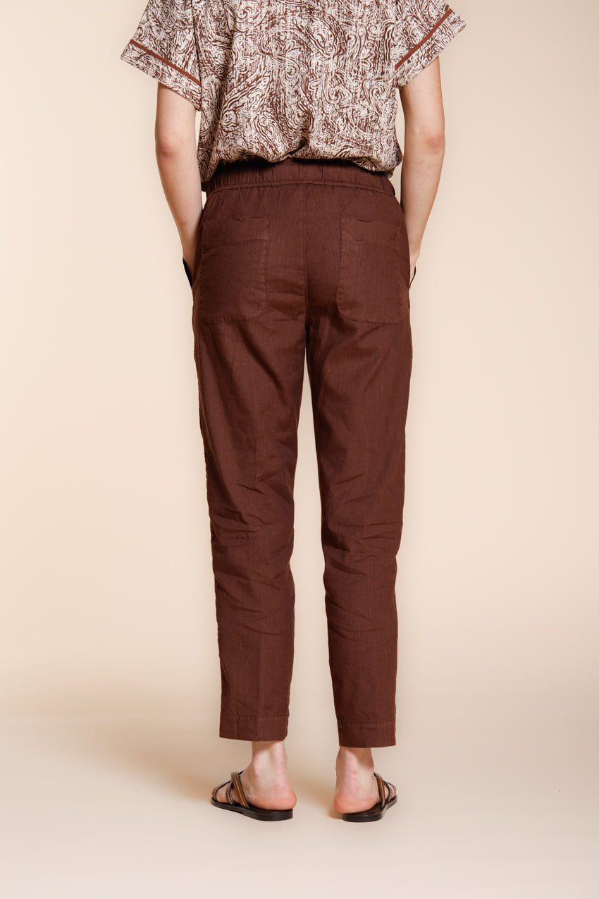 Jogger City pantalone chino donna in tela di lino e cotone leggero relaxed fit