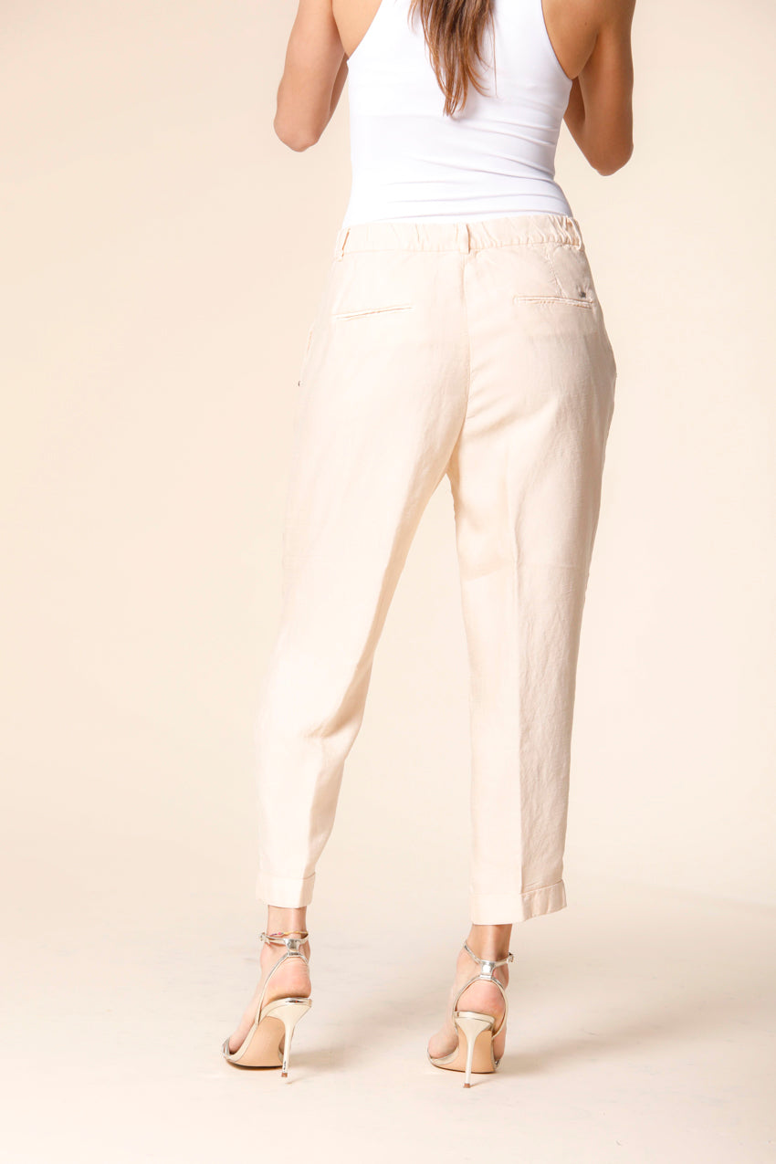 Bild 3 von Damen Chino Jogger Hose aus Tencel und Leinen in Pastellrosafarbe, Modell Linda Summer von Mason's