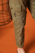 Judy Archivio Damen Cargo Hose aus Stretch-Baumwoll-Twill mit Stickerei Relaxed Fit