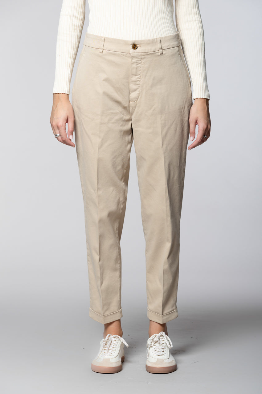 New York Cozy pantalón chino mujer en gabardina carrot fit