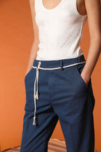 New York Cozy Straight pantalone chino donna in twill di lino e cotone straight fit