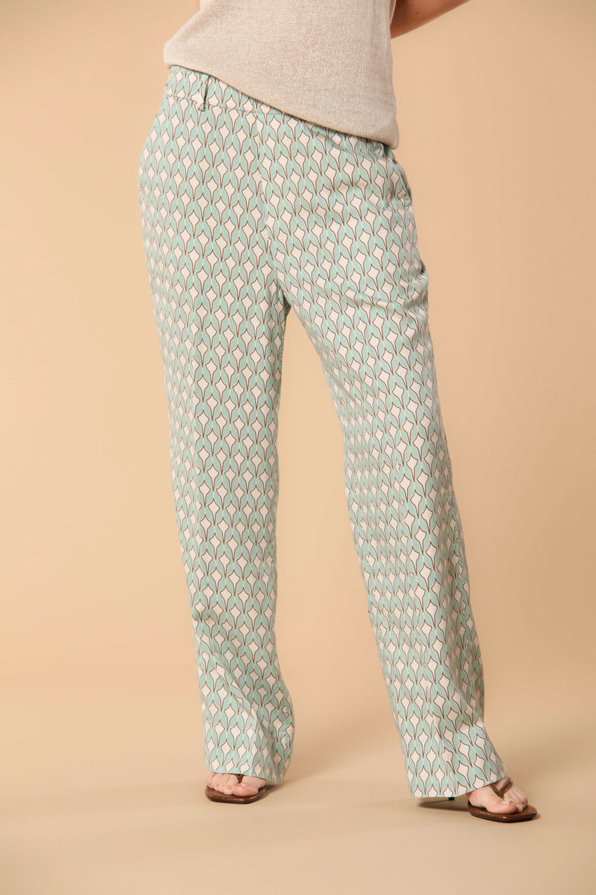 New York Cozy Straight pantalón chino jogger mujer en modal con estampado geométrico straight fit