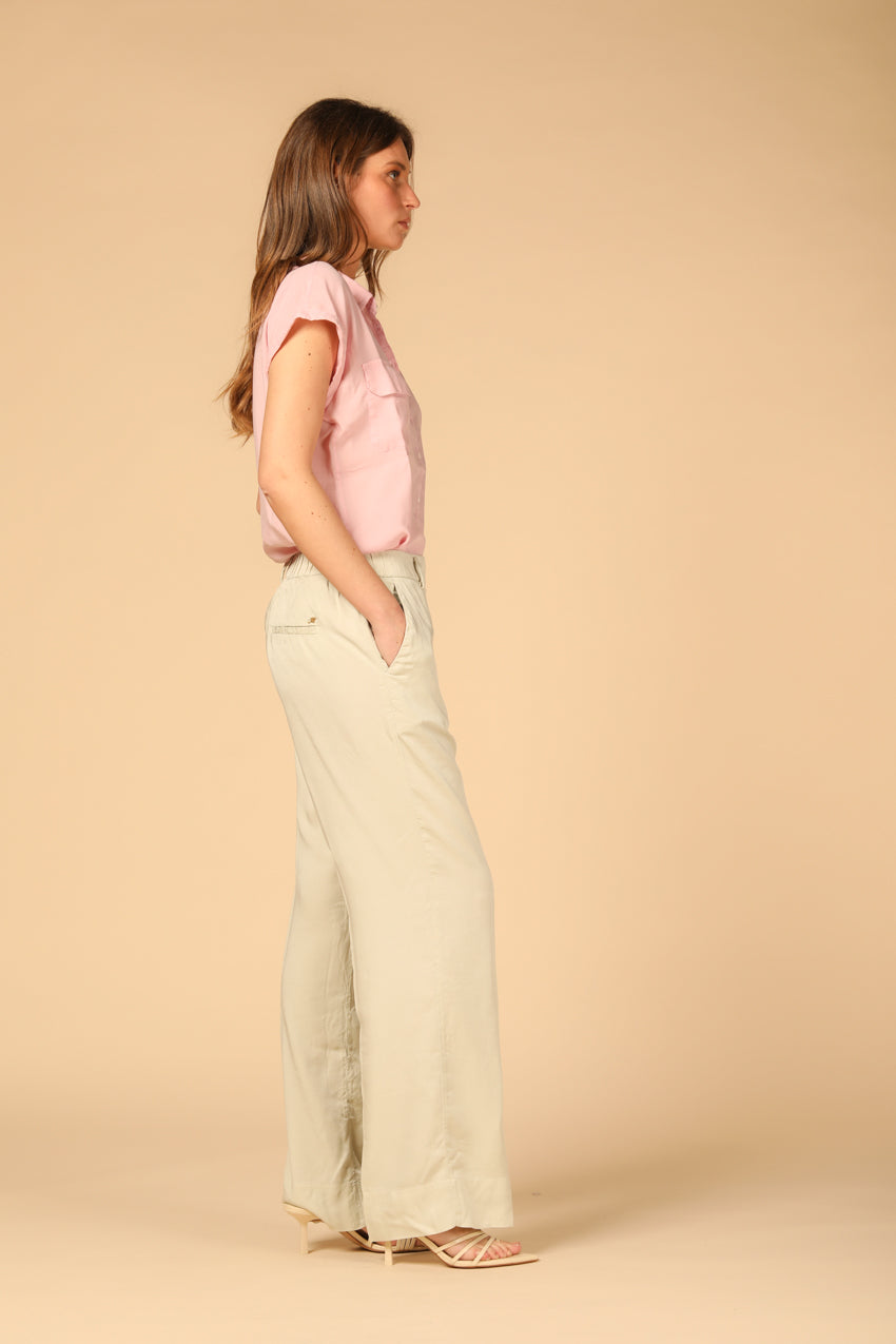 immagine 2 di pantalone chino jogger donna modello New York Cozy colore verdino fit Straight di Mason's