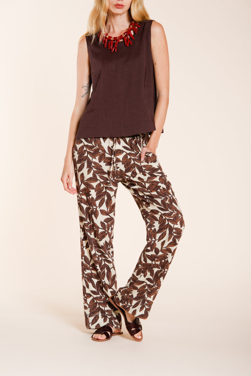 New York Cozy Straight Hose Chino Jogger Damen aus Musselin Ramage-Print relaxed fit