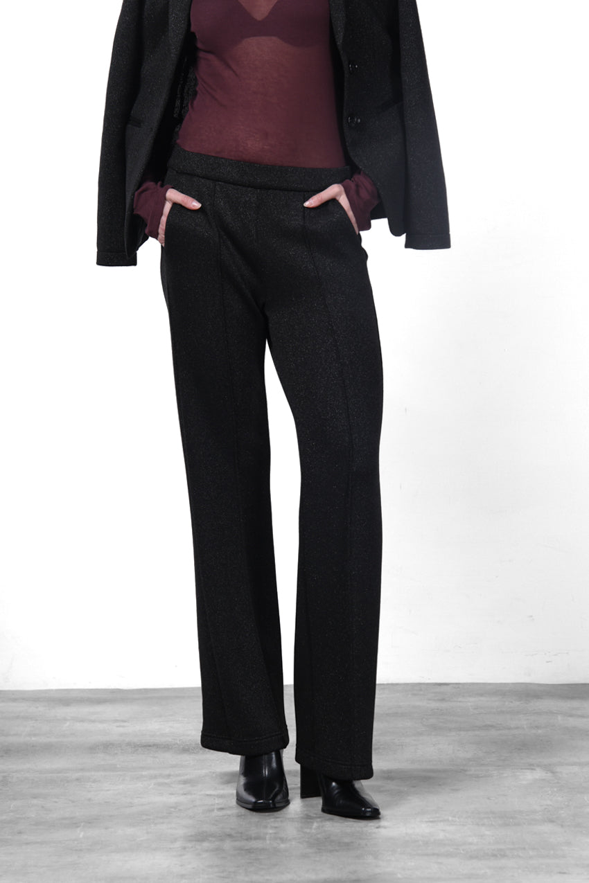 Easy Straight women’s chino pants in knit-effect lurex jersey with straight fit