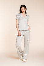 Easy Straight Hose Cargo Jogger Damen aus Trikot Lurex straight fit