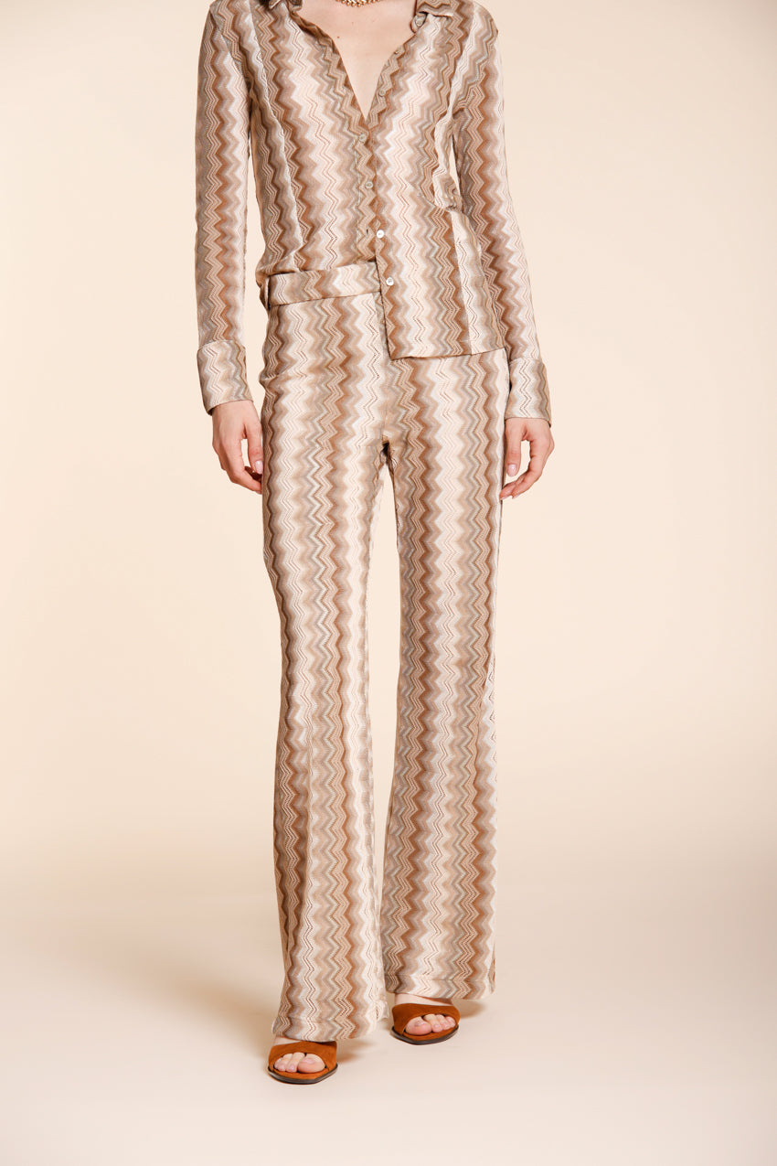 Easy Straight women's chino jogger pants in lurex herringbone knit straight fit