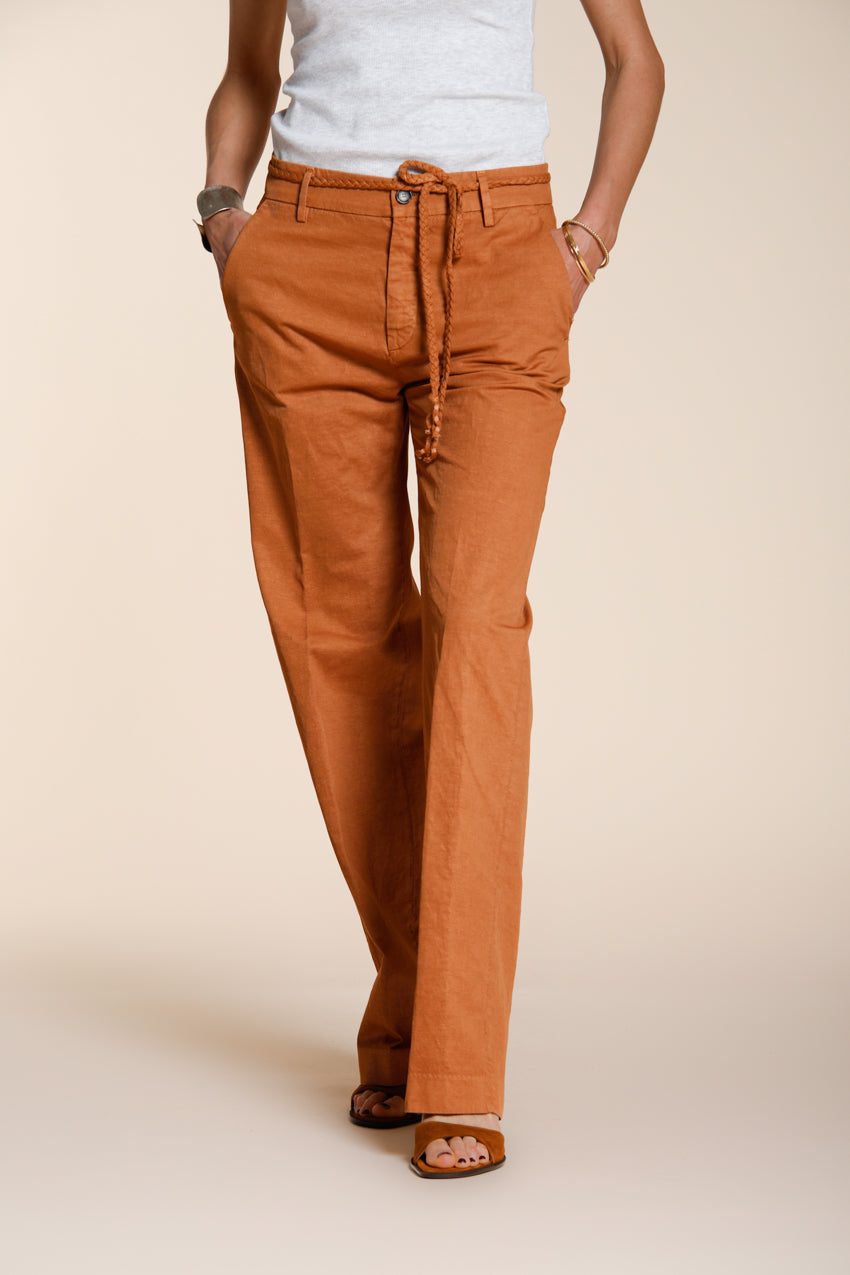 New York Straight pantalón chino mujer en twill de algodón y lino straight fit