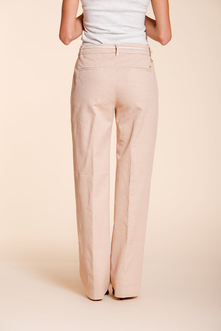 New York Straight pantalone chino donna in twill di cotone e lino straight fit