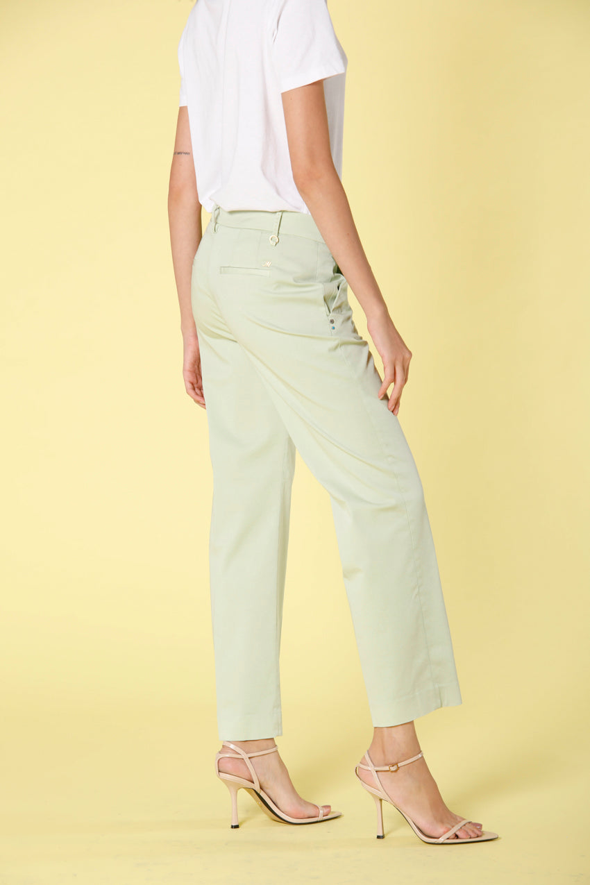 New York Cropped pantalón chino mujer en tela de paracaídas algodón y tencel regular