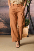 New York Cropped pantalone chino donna in cotone fiammato straight fit