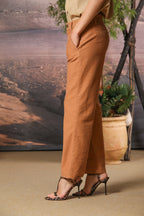 New York Cropped pantalone chino donna in cotone fiammato straight fit