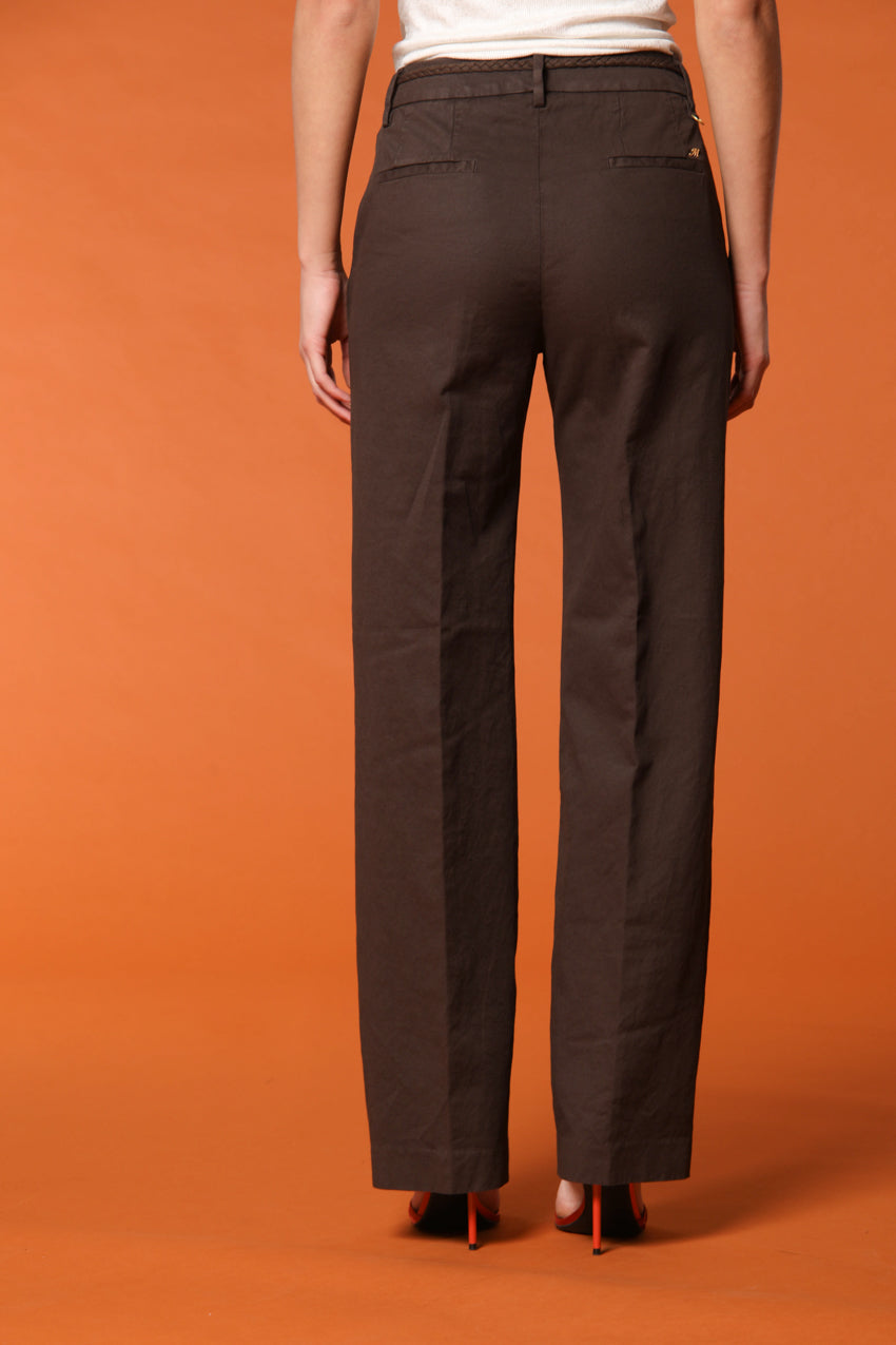 New York Straight pantalone chino donna in twill di cotone e lino straight fit