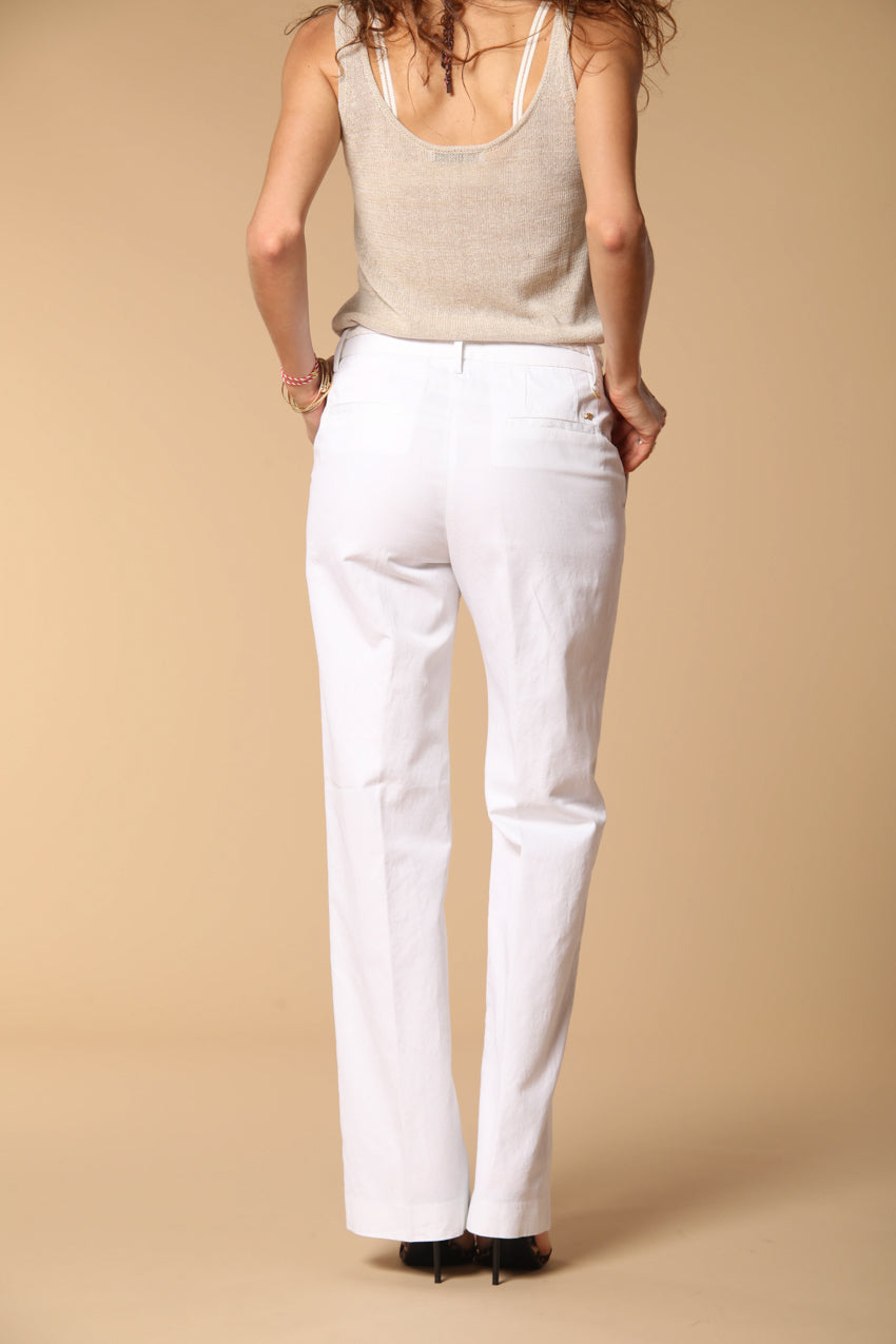 New York Straight pantalón chino mujer en twill de algodón y lino straight fit