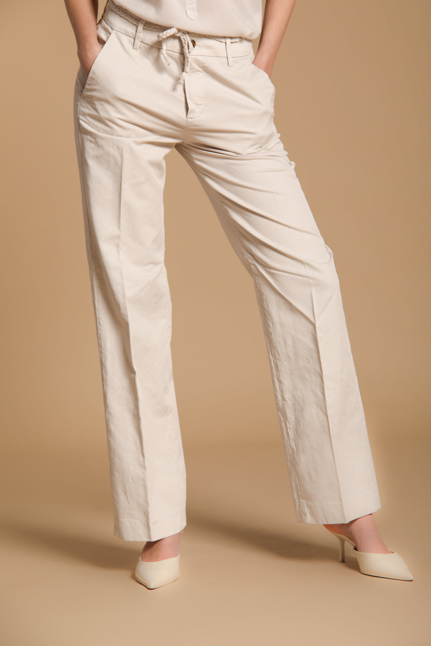 New York Straight pantalon chino femme en Twill de Cotone et Lin coupe Straight