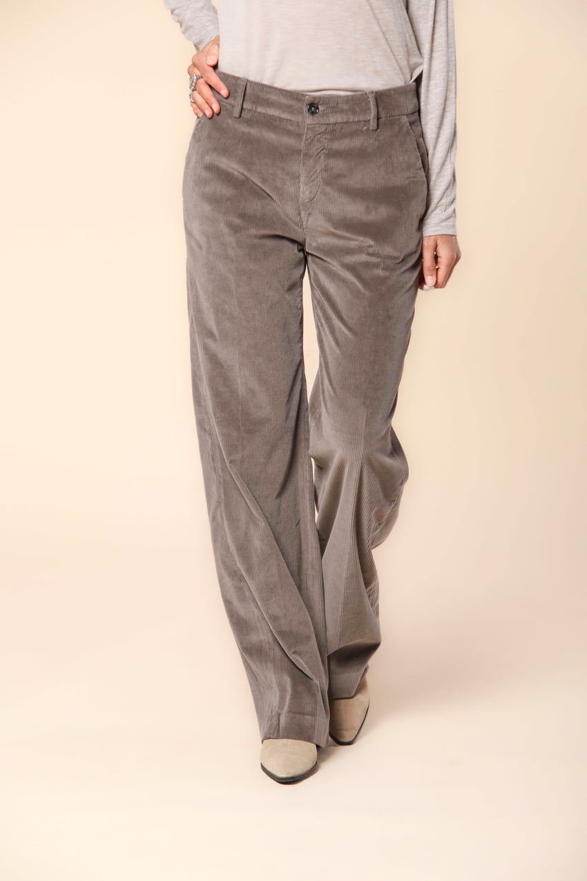 New York Straight pantalone chino donna in velluto a coste straight fit