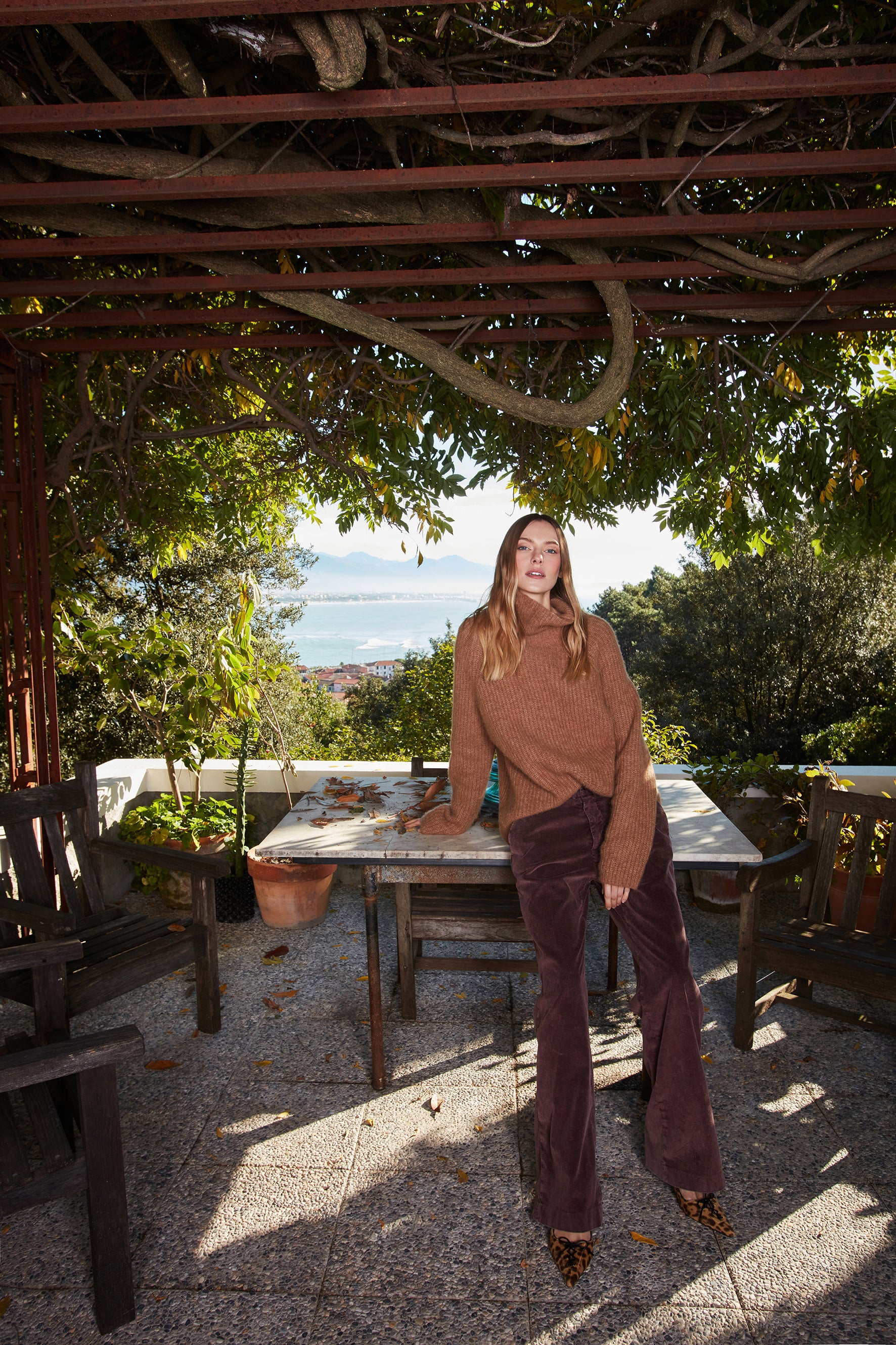 New York Straight pantalon chino femme en velours côtelé straight fit